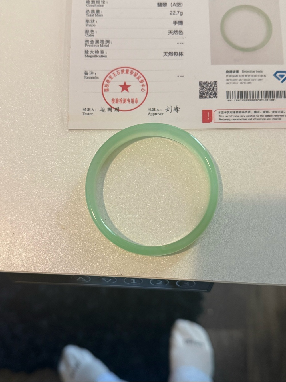 Translucent Light Green Jadeite Bangle Bracelet - Picture 2 of 4